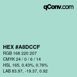 カラーコード: HEX #A8DCCF | qconv.com