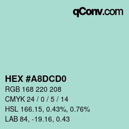 Color code: HEX #A8DCD0 | qconv.com