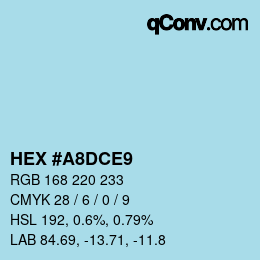 Farbcode: HEX #A8DCE9 | qconv.com