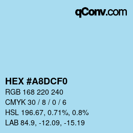 颜色代码: HEX #A8DCF0 | qconv.com