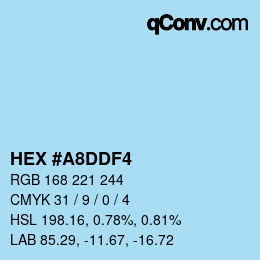 カラーコード: HEX #A8DDF4 | qconv.com