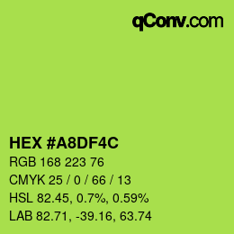 Color code: HEX #A8DF4C | qconv.com