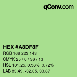 Color code: HEX #A8DF8F | qconv.com