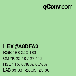 Color code: HEX #A8DFA3 | qconv.com