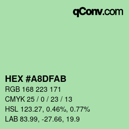 Color code: HEX #A8DFAB | qconv.com