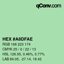 Color code: HEX #A8DFAE | qconv.com