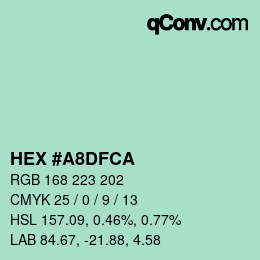 Color code: HEX #A8DFCA | qconv.com