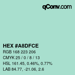 Color code: HEX #A8DFCE | qconv.com