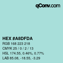 カラーコード: HEX #A8DFDA | qconv.com