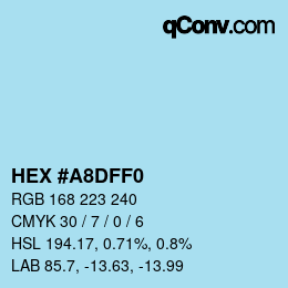 カラーコード: HEX #A8DFF0 | qconv.com