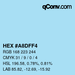 Color code: HEX #A8DFF4 | qconv.com