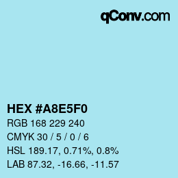 颜色代码: HEX #A8E5F0 | qconv.com
