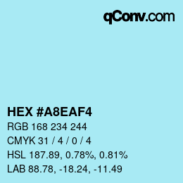 Color code: HEX #A8EAF4 | qconv.com