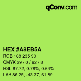 Color code: HEX #A8EB5A | qconv.com