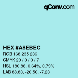 Color code: HEX #A8EBEC | qconv.com