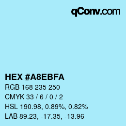 Color code: HEX #A8EBFA | qconv.com