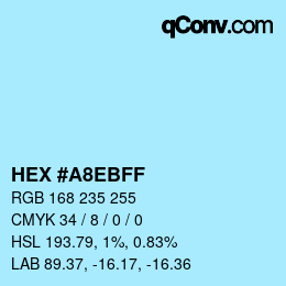 カラーコード: HEX #A8EBFF | qconv.com