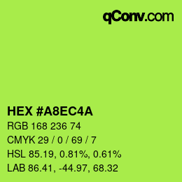 Color code: HEX #A8EC4A | qconv.com