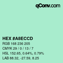 カラーコード: HEX #A8ECCD | qconv.com