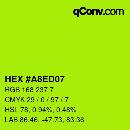 カラーコード: HEX #A8ED07 | qconv.com