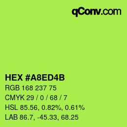 Color code: HEX #A8ED4B | qconv.com