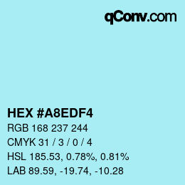 カラーコード: HEX #A8EDF4 | qconv.com