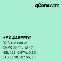 Color code: HEX #A8EED2 | qconv.com