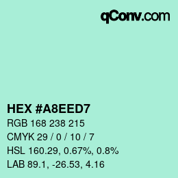 Color code: HEX #A8EED7 | qconv.com