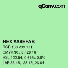 Color code: HEX #A8EFAB | qconv.com