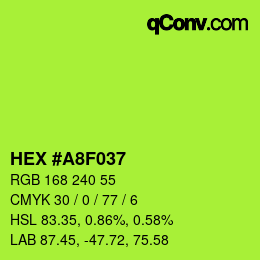 Color code: HEX #A8F037 | qconv.com