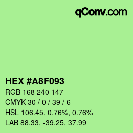 Color code: HEX #A8F093 | qconv.com