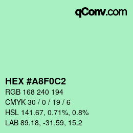 カラーコード: HEX #A8F0C2 | qconv.com