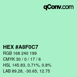 カラーコード: HEX #A8F0C7 | qconv.com