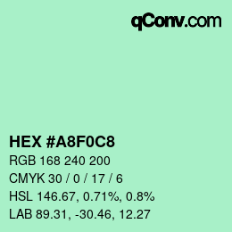颜色代码: HEX #A8F0C8 | qconv.com