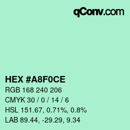 カラーコード: HEX #A8F0CE | qconv.com