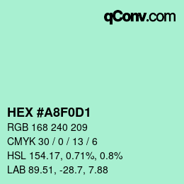 颜色代码: HEX #A8F0D1 | qconv.com