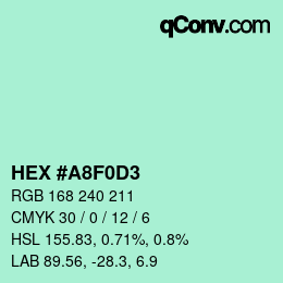 颜色代码: HEX #A8F0D3 | qconv.com