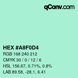カラーコード: HEX #A8F0D4 | qconv.com