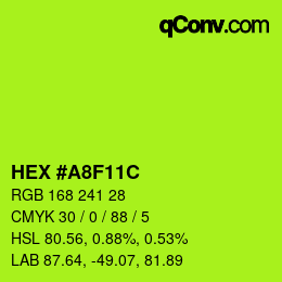 カラーコード: HEX #A8F11C | qconv.com