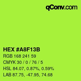 Color code: HEX #A8F13B | qconv.com