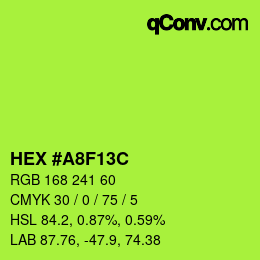 颜色代码: HEX #A8F13C | qconv.com