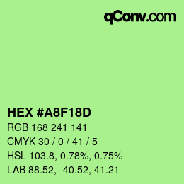 颜色代码: HEX #A8F18D | qconv.com