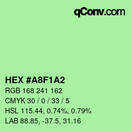 カラーコード: HEX #A8F1A2 | qconv.com