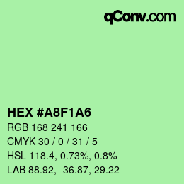 Color code: HEX #A8F1A6 | qconv.com