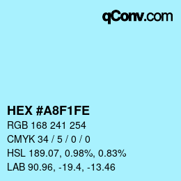 カラーコード: HEX #A8F1FE | qconv.com