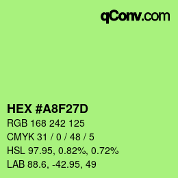 颜色代码: HEX #A8F27D | qconv.com