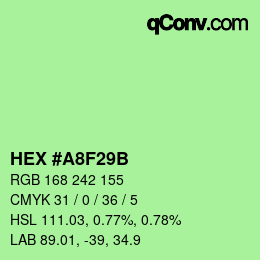 Color code: HEX #A8F29B | qconv.com