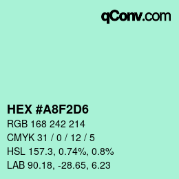 Color code: HEX #A8F2D6 | qconv.com