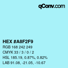 Color code: HEX #A8F2F9 | qconv.com