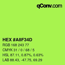 カラーコード: HEX #A8F34D | qconv.com